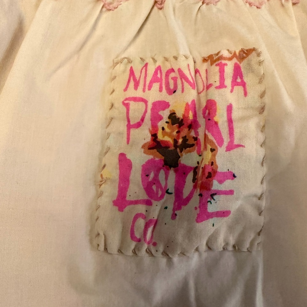 Magnolia Pearl Chrissy Fold Blouse Pink Tassel and Multicolor Embroidery EUC - Picture 8 of 8